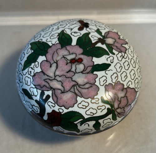 Scatola portagioie cinese vintage cloisonné floreale - Foto 8 di 8