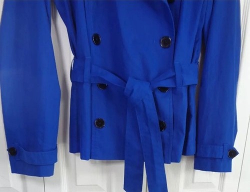 Ralph Lauren Womens Trench Overcoat M Button Wrap Cropped Satin Outerwear Jacket - Picture 2 of 8