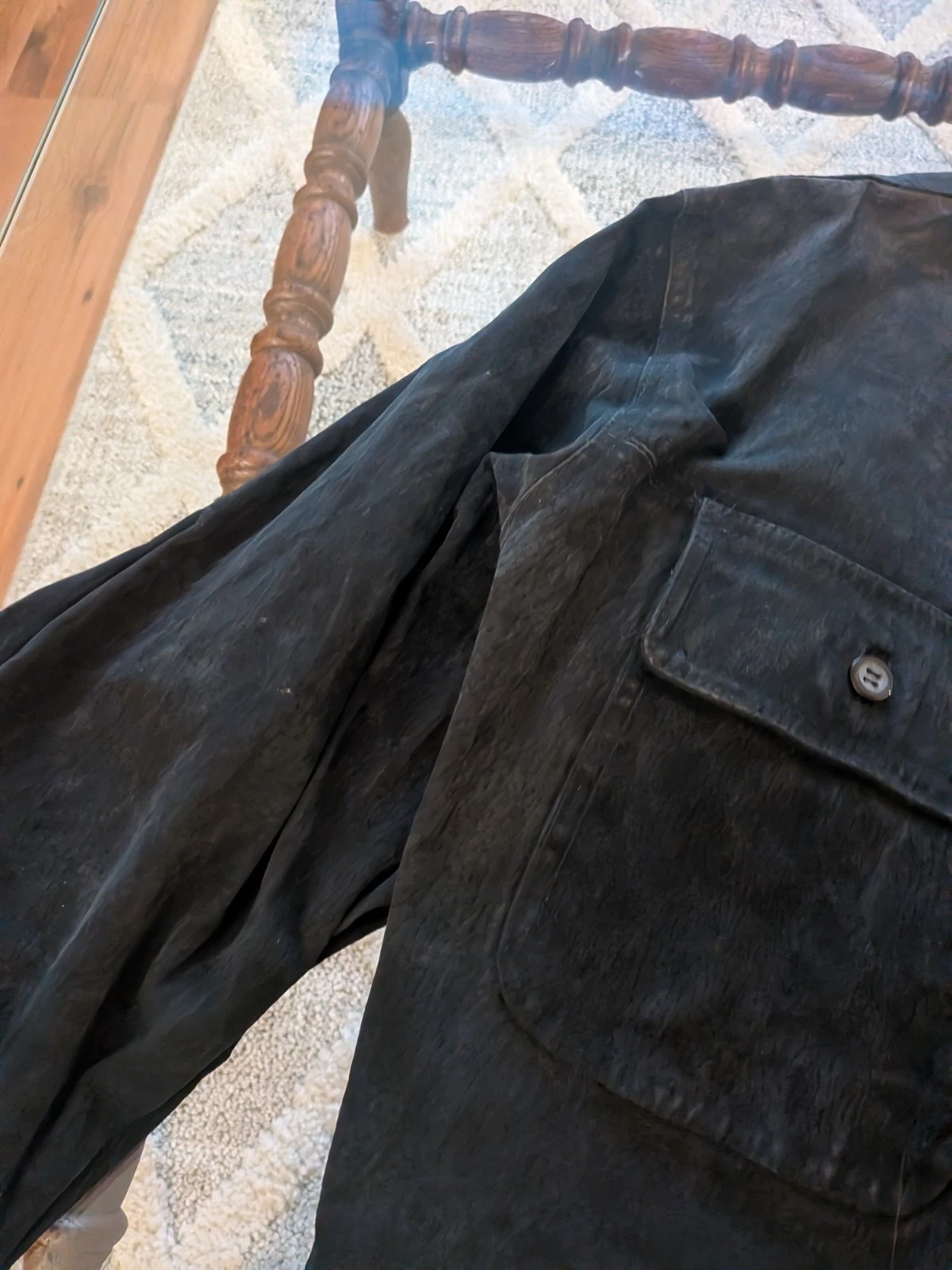 Vintage KS Leather Jacket Mens Large Cowboy Western Grunge Button Up Clean! - product detail image 6