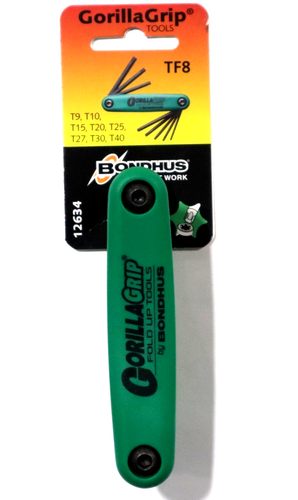 BONDHUS, T9 - T40  GORILLA GRIP TORX STAR FOLD UP WRENCH SET,    12634 - Picture 1 of 7