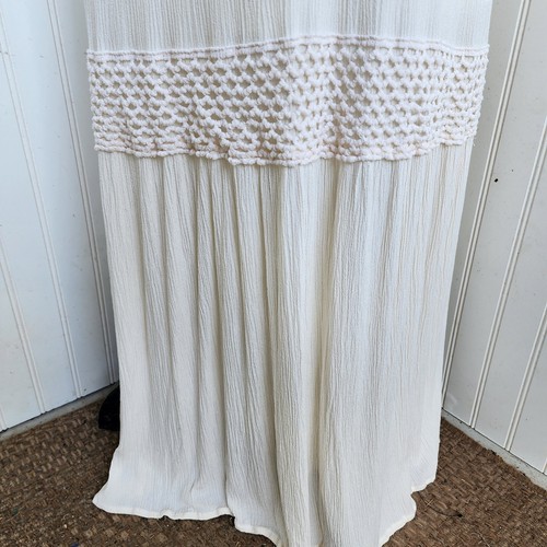 Cato Women's Crochet Lined Maxi Dress Boho Romantic Cottage Resort Cream Sz L - Picture 4 of 15
