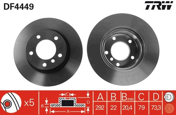2X Bremsscheibe Trw DF4449 FüR Bmw E81 E88 E82 E87 E90 1Er 3Er 118 120 316 318-image