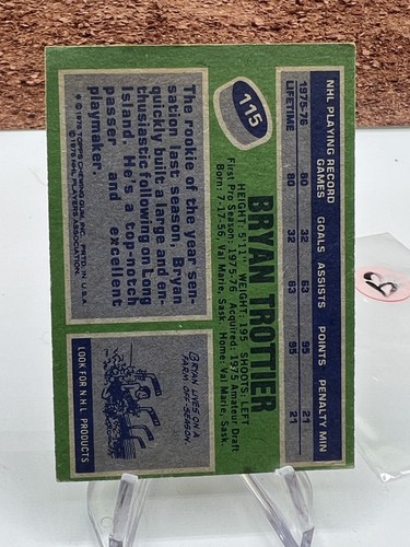 1976-77 Topps Bryan Trottier RC New York Islanders #115 (B1) - Afbeelding 2 van 2