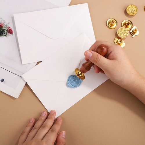 Wax Seal Stamp Set, 10pcs Sealing Wax Stamp Heads with a Wooden Handle Sealing - Picture 3 of 7