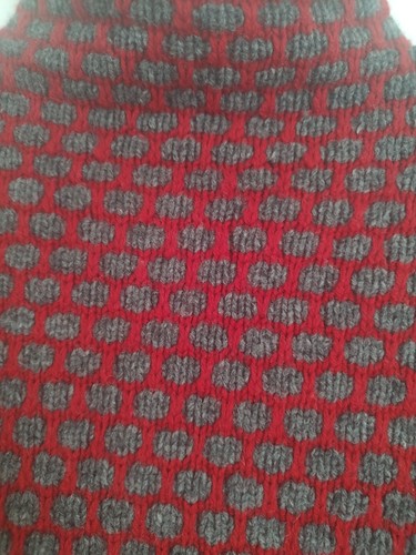 Handknit 100% Lambswool J Crew Women's Sweater Size XS Red W Grey Dots -DP5 - Picture 2 of 8