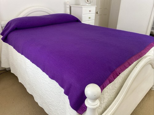Vintage Onehunga Princess Purple Pure NZ Wool Blanket Single 230cm x 175cm - Picture 3 of 22