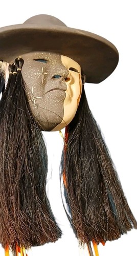 Fannie Loretto Ton Maske Jemez Isleta Pueblo Indianer Wandbild Pferdehaar - Bild 3 von 9