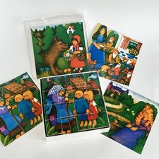 Vintage Puzzle Children  Animals Fairy Tales Wood Blocks Whimsical Gift
