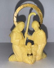 Vintage Christmas Ornament Italy Holy Family Mary Joseph Baby Jesus Plastic 3.5