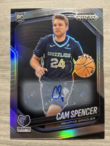 2024-25 Panini Prizm Black Auto Silver Holo Cam Spencer Grizzlies Rookie