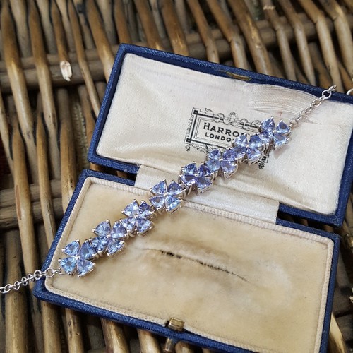 925 Sterling Silber Armband, natürliche Tansanit Edelsteine, 10,56ct, verstellbar - Bild 6 von 9