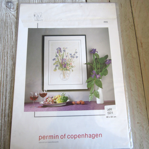Vintage Cross Stitch Pattern Chart Permin of Copenhagen IRIS - Picture 1 of 3