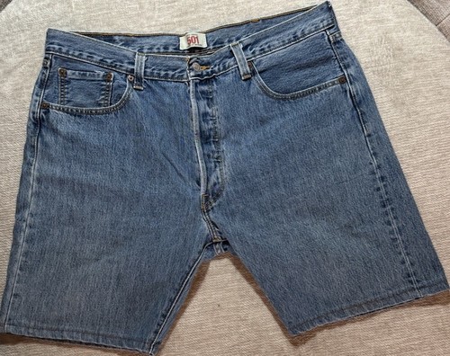 Levi's 501 Men's Red Tab Straight Fit Medium Blue Button Fly Jean Shorts Size 38