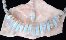 Opalite Irregular Bead Cleopatra Style Necklace Handmade In Gift Box