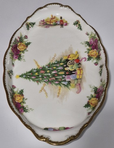 Vintage Royal Albert Christmas Magic Old Country Roses Oval Serving Tray 10" - Picture 3 of 12