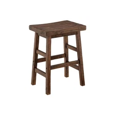 Pomona 26 in. Solid Natural Wood Counter Height Bar Stool, Industrial Farmhou...