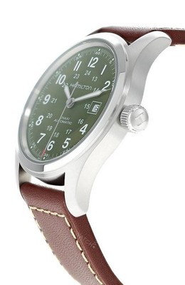 Hamilton Khaki Field Automatic 42mm Green Dial Leather Men's Watch