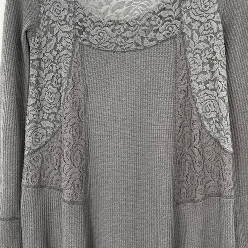 Anthropologie Eloise Women's Gray Gwyneira Waffle Knit Thermal Tunic Top Size XS - Picture 12 of 13