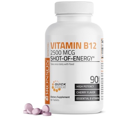 Vitamin B12 2500mcg Shot Of Energy Fast Dissolve 90 Count (Pack of 1) 