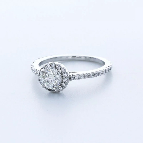 14K Gold Side Stone Engagement Ring Halo 1.62 CT Round Lab-Grown Diamond D VS1 - Picture 2 of 21