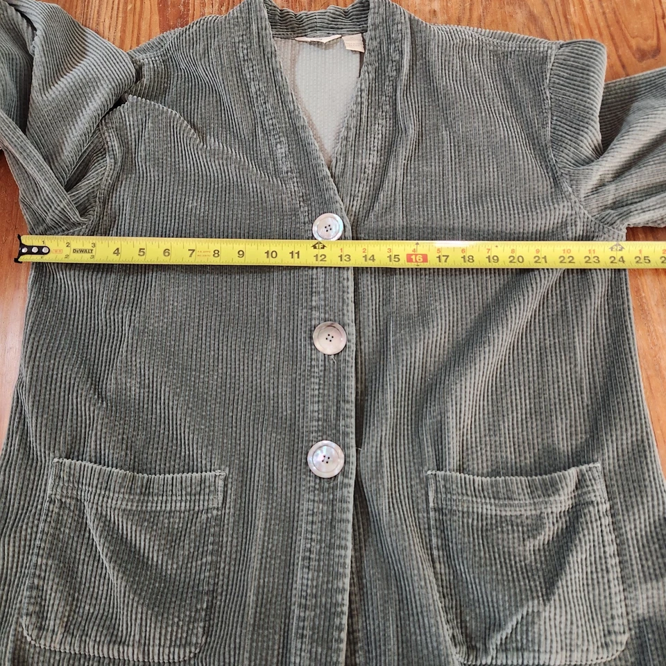 J. Jill Green Wide Wale Corduroy Jacket Blazer Pleated XL 100% Cotton Tunic Boho - Image 4 of 4