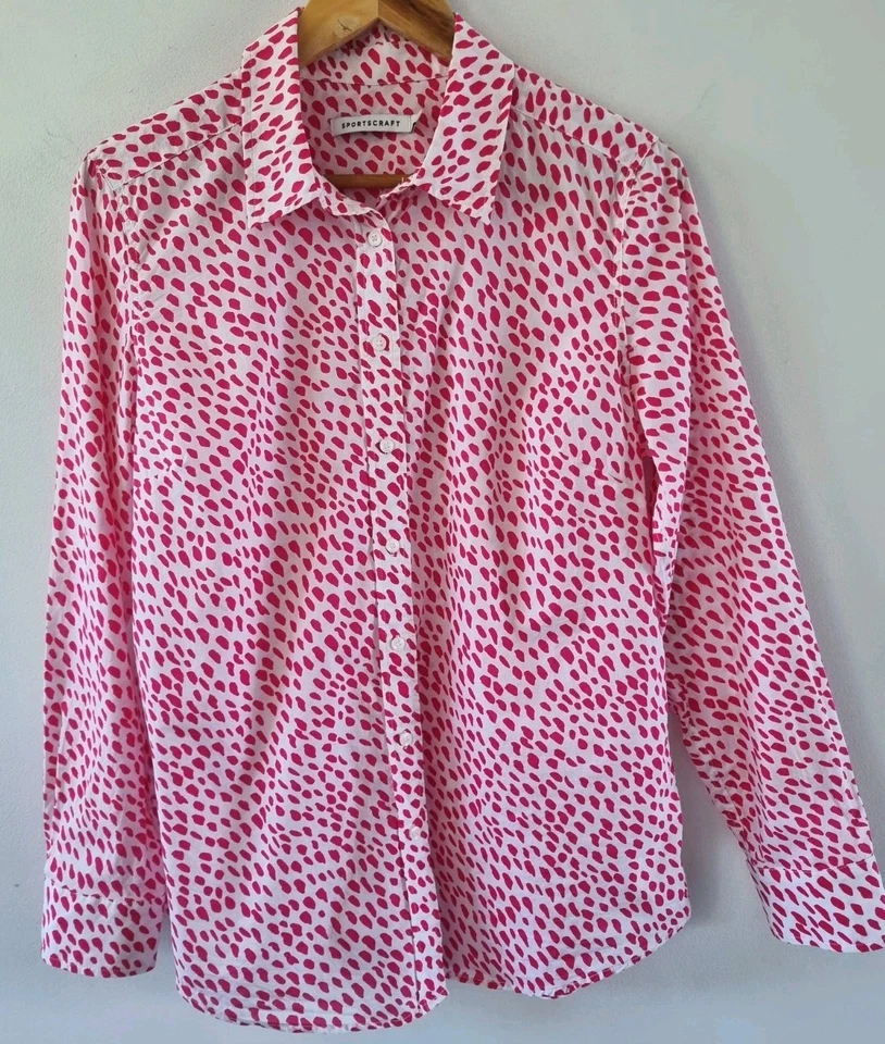 SPORTSCRAFT Dashed Lily Voile Shirt 100% Cotton Sz 14 EUC - image 2 of 4