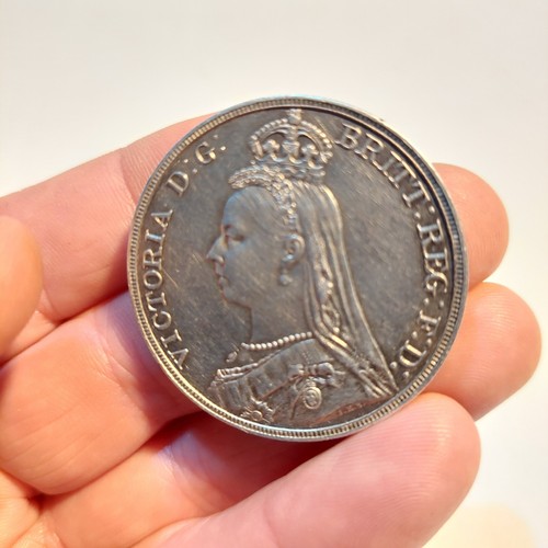 QUEEN VICTORIA 1889 Jubilee Head Silver Crown Coin CASED RARE - Bild 4 von 24