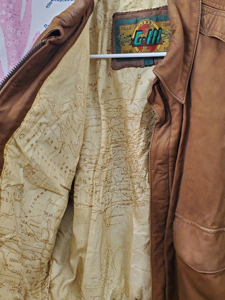 #1 MediumVintage Global Identity G-lll Leather Bomber Jacket Classic Collectable - Image 3 of 4
