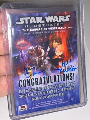 Topps Star Wars Illustrated Empire Strikes Back Leia Han Kiss Sketch Huy Truong - Picture 2 of 2