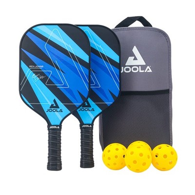 JOOLA Blue Lightning Pickleball Paddle Set 2 Paddles 4 Balls Paddle Bag