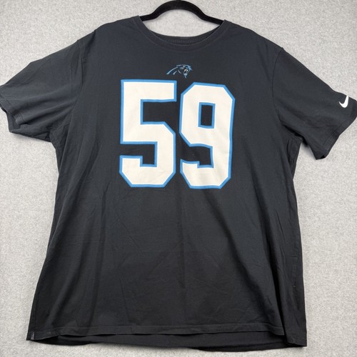 Nike Carolina Panthers Luke Kuechly T-Shirt XXL Black Short Sleeve Athletic Fit - Picture 2 of 12