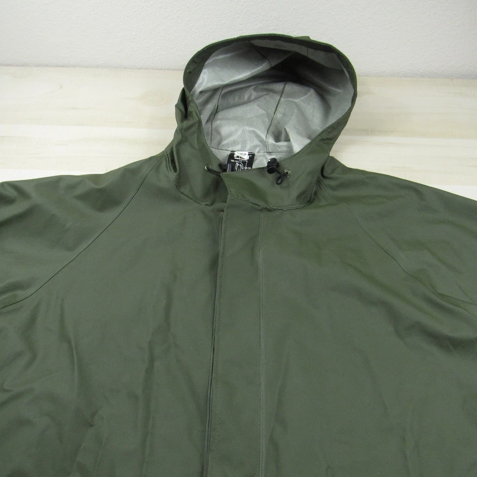 Мужская очень большая зеленая дождевик Helly Hansen рабочая одежда толстовка с капюшоном на кнопках поливинил - Изображение 2 из 4
