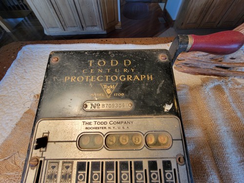 Antiker Todd Century Protectograph Scheckschreiber Modell 1700 1920er Jahre - Bild 10 von 11