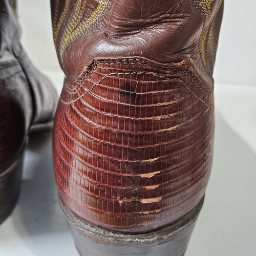 Botas vaqueras vintage Justin 8479 marrón cuero occidental lagarto talla 12 D - Imagen 7 de 15