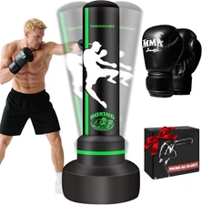 Freestanding Punching Bag with Gloves, 70'' Heavy Boxing Bag with Stand for Adul