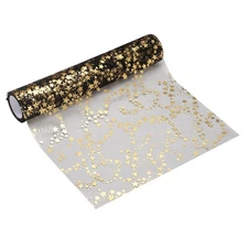Black Gold Table Runner Roll, 11" x 9 Feet Sequin Foil Metallic Table Runner