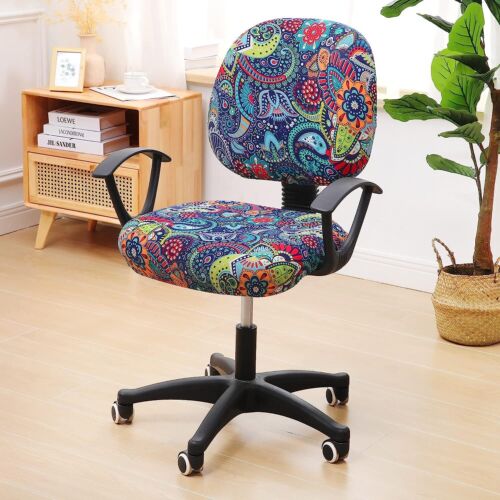 Printed split office chair cover stretch computer swivel chair cover desk chair - Picture 17 of 26