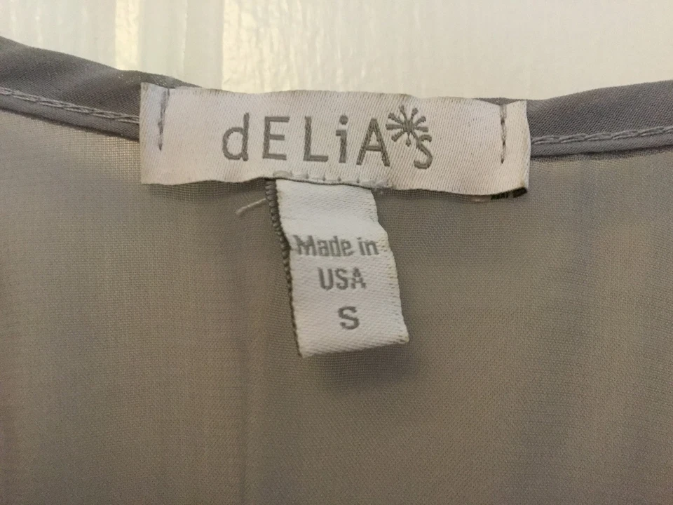 Camiseta sin mangas sin mangas Cami gris blanco puntos abierta T espalda gasa talla S delicatessen Foto 2 de 4