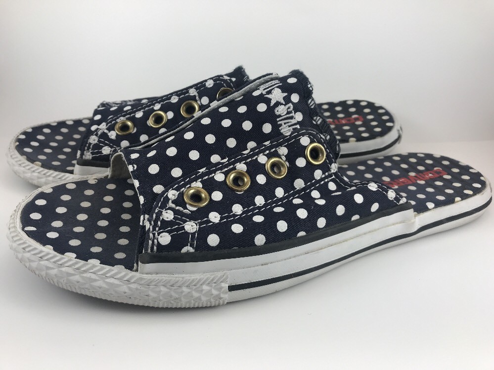 CONVERSE All Star Navy Polka Dot Cutaway Slide Sandal 8.5 EXCELLENT Condition! CONVERSE All Star Navy Polka Dot Cutaway Slide Sandal 8.5 EXCELLENT Condition!