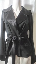 Body by Victoria Women Suite Blazer Jacket Sz 8 Black Blend Lined Tie Wais