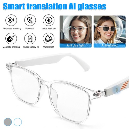 Smart Glasses AI Bluetooth Glasses with 100+ Translation for Men & Woman Travel
