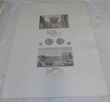 1856 Large View Print/OSTIA PORT AREA, OSTIENSE FORUM nr ROME ITALY