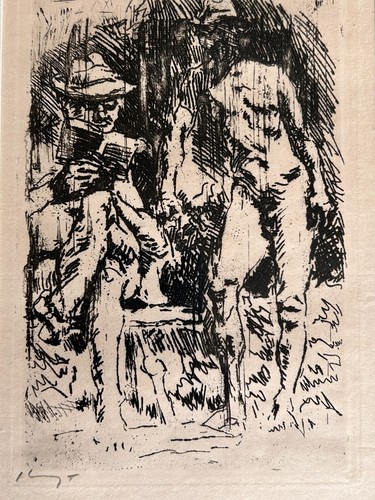 MAX SLEVOGT Signed Original Etching German Expressionism Abstract Figures Men - Picture 3 of 6
