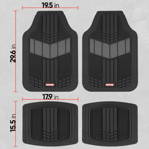 Motor Trend FlexTough 2-Tone Heavy Duty Rubber Floor Mats 4 PC Set - Gray - Picture 7 of 8