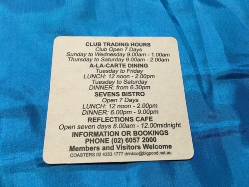 Collectable Drink Coaster-“COMMERCIAL CLUB ZODIAC BAR & LOUNGE” New, perfect con - Picture 2 of 3