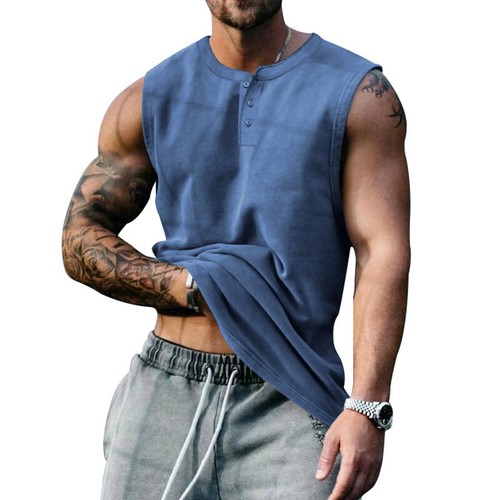 Men's Tank Tops Sleeveless Summer Men Workout Breathable Solid Color Vest Casual - Bild 30 von 42