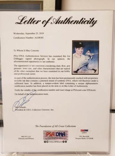 JOE DIMAGGIO Autographed vintage NY Yankees 8x10 photo w/ PSA/DNA Full Letter - Picture 3 of 4