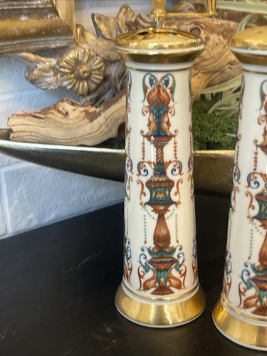 Lenox Lido 8" Pepper Grinder Mill & Salt Shaker Set 24K Trim Vintage Midcentury - Picture 6 of 8