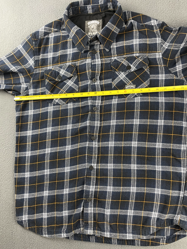 Metal Mulisha X Sons of Anarchy Flannel Shirt Men's L Blue Plaid Spellout Reaper - Picture 10 of 14