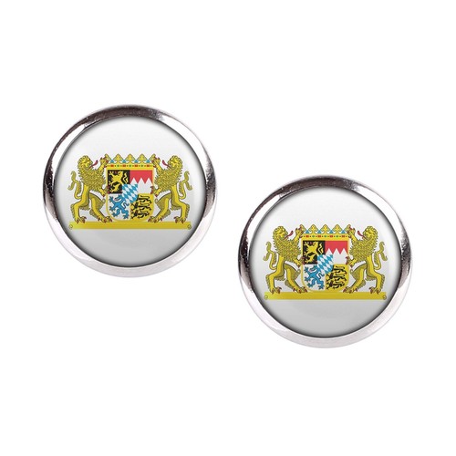 Mylery Ohrstecker Paar mit Motiv Bundes-Land Flagge Bayern silber verschiedene G - Picture 3 of 6